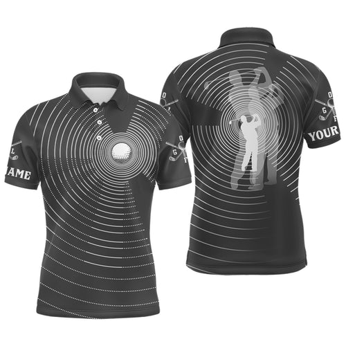 3D Effect Golf Ball And Golfer All Over Print Mens Polo Shirts, Best Golf Shirts For Men LDT0217