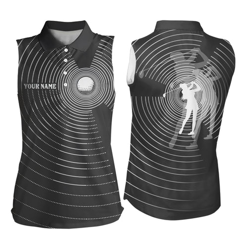 3D Effect Golf Ball And Golfer All Over Print Womens Sleeveless Polo Shirts Best Golf Shirts For Women LDT0217