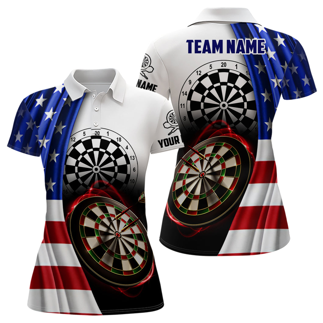 American Flag Womens Darts Polo Shirt Custom Darts Shirt For Dart Lovers Dart Team Jersey LDT0798