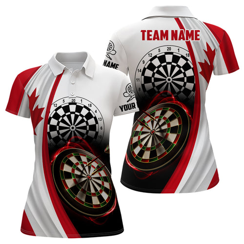 Canada Flag Womens Darts Polo Shirt Custom Darts Shirt For Dart Lovers Dart Team Jersey LDT0799