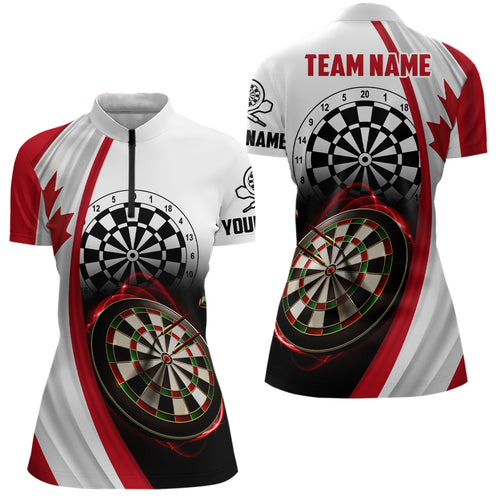 Canada Flag Women Darts Quarter-Zip Shirt Custom Darts Shirt For Dart Lovers Dart Jersey LDT0799