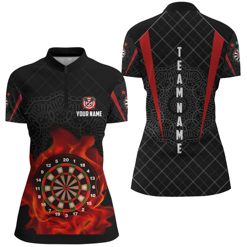 Addict Celtic Pattern Flame Dart Quarter-Zip Shirt Custom Darts Shirt For Women Dart Jersey LDT0629