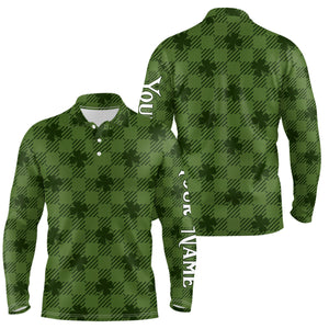 Clover Checkered Pattern St. Patrick Day Mens Golf Polo Shirts Customized Golf Shirts For Men LDT1262