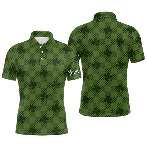 Clover Checkered Pattern St. Patrick Day Mens Golf Polo Shirts Customized Golf Shirts For Men LDT1262