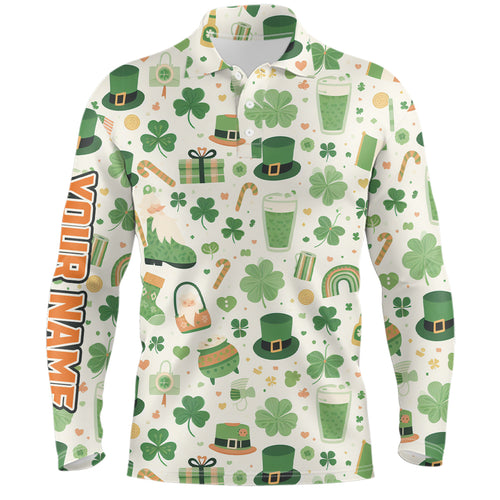 St Patrick Day Seamless Mens Golf Polo Shirts Custom Green Golf Shirts For Men Golf Gifts LDT1313