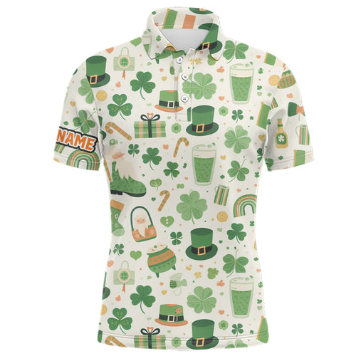 St Patrick Day Seamless Mens Golf Polo Shirts Custom Green Golf Shirts For Men Golf Gifts LDT1313