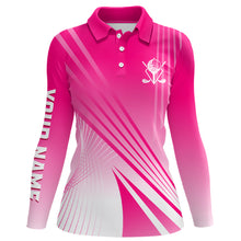 Load image into Gallery viewer, Pink White Womens Golf Polo Shirts Custom Name Golf Shirts For Women Personalized Golf Gifts LDT1319