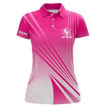 Load image into Gallery viewer, Pink White Womens Golf Polo Shirts Custom Name Golf Shirts For Women Personalized Golf Gifts LDT1319