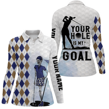 Load image into Gallery viewer, Your Hole Is My Goal Argyle Pattern Skull Golf Shirts Scary Golf Tops For Women Golf Gifts LDT0415