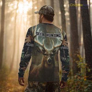Deer Hunting American Flag Camo Hoodie, Long Sleeve Shirt – Buck Head Graphic NHT01