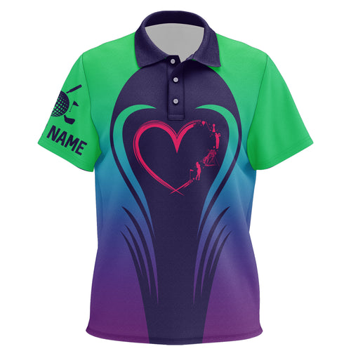 Love Golf Gradient Green Purple Kids Polo Shirts Custom Golf Shirts For Kid Best Golf Gifts LDT0402