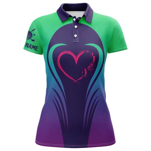 Love Golf Gradient Green Purple Polo Shirts Custom Golf Shirts For Women Best Golf Gifts LDT0402