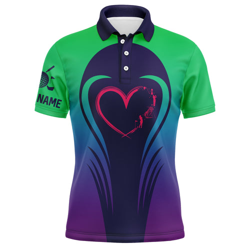 Love Golf Gradient Green Purple Mens Polo Shirts Custom Golf Shirts For Men Best Golf Gifts LDT0402