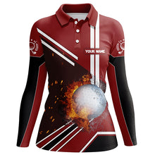 Load image into Gallery viewer, Golf Ball On Fire And Water Red Golf Polo Shirts Personalized Flame Golf Shirts For Women LDT0221