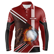 Load image into Gallery viewer, Golf Ball On Fire And Water Red Golf Polo Shirts Personalized Flame Golf Shirts For Men LDT0221