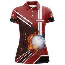 Load image into Gallery viewer, Golf Ball On Fire And Water Red Golf Polo Shirts Personalized Flame Golf Shirts For Women LDT0221