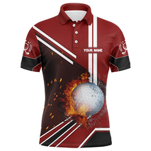 Load image into Gallery viewer, Golf Ball On Fire And Water Red Golf Polo Shirts Personalized Flame Golf Shirts For Men LDT0221