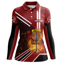 Load image into Gallery viewer, Disc Golf Basket On Fire And Water Red Polo Shirts Custom Flame Disc Golf Shirts For Women LDT0222