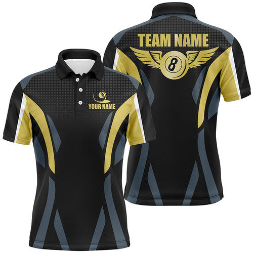 Personalized Billiard 8 Ball Pool 3D Polo Shirts For Men, Custom 8 Ball Wings Billiards Jerseys VHM0032