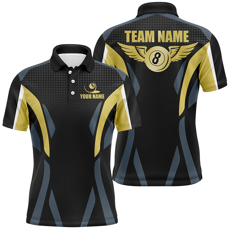 Personalized Billiard 8 Ball Pool 3D Polo Shirts For Men, Custom 8 Ball Wings Billiards Jerseys VHM0032