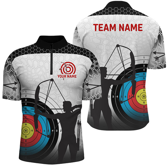 Personalized 3D Target Archery Silhouette Archer Quarter-Zip Shirts For Men, Arrows Archery Shirts VHM0637