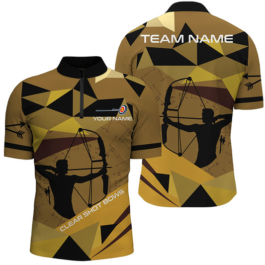 Personalized Clear Shot Bows Silhouette Archer Quarter-Zip Shirts For Men, Target Archery Shirts  VHM0640