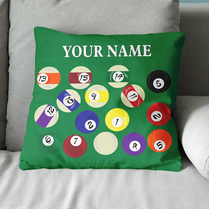 Personalized Billiard Balls Pillow Custom Throw Pillow Top Billiard Gift VHM0889