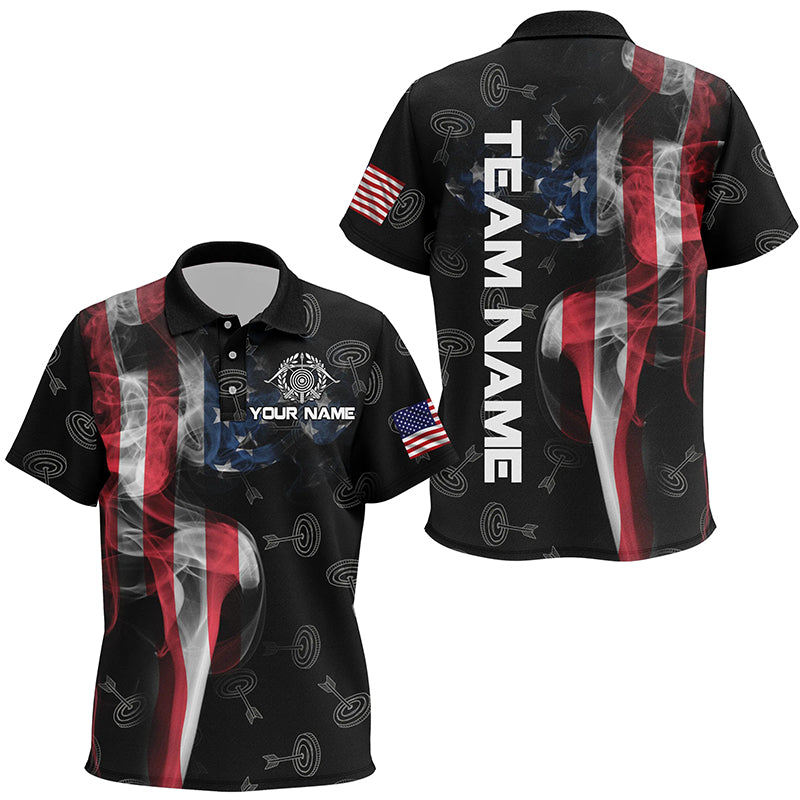 Personalized Vintage Smoke US Flag Archery Polo Shirts For Kids, Archery Targets Pattern Jerseys VHM0566