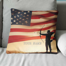 Load image into Gallery viewer, Personalized US Flag Men Player Archery Pillow, Gifts For Archery Lovers VHM0906