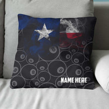 Load image into Gallery viewer, Personalized Vintage Smoke Texas Flag 8 Ball Billiard Pillow, Pool Gifts VHM0907