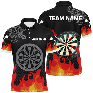 Personalized Flame 3D Dartboard Dart Polo Shirts For Men, Dart Apparel Custom Dart Team Jerseys VHM1091