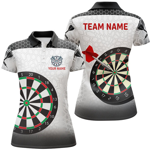 Personalized Dartboard Dart Polo Shirts For Women, Black White Dart Apparel Custom Dart Team Jerseys VHM1092