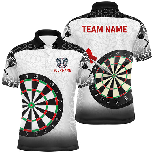 Personalized Dartboard Dart Polo Shirts For Men, Black White Dart Apparel Custom Dart Team Jerseys VHM1092