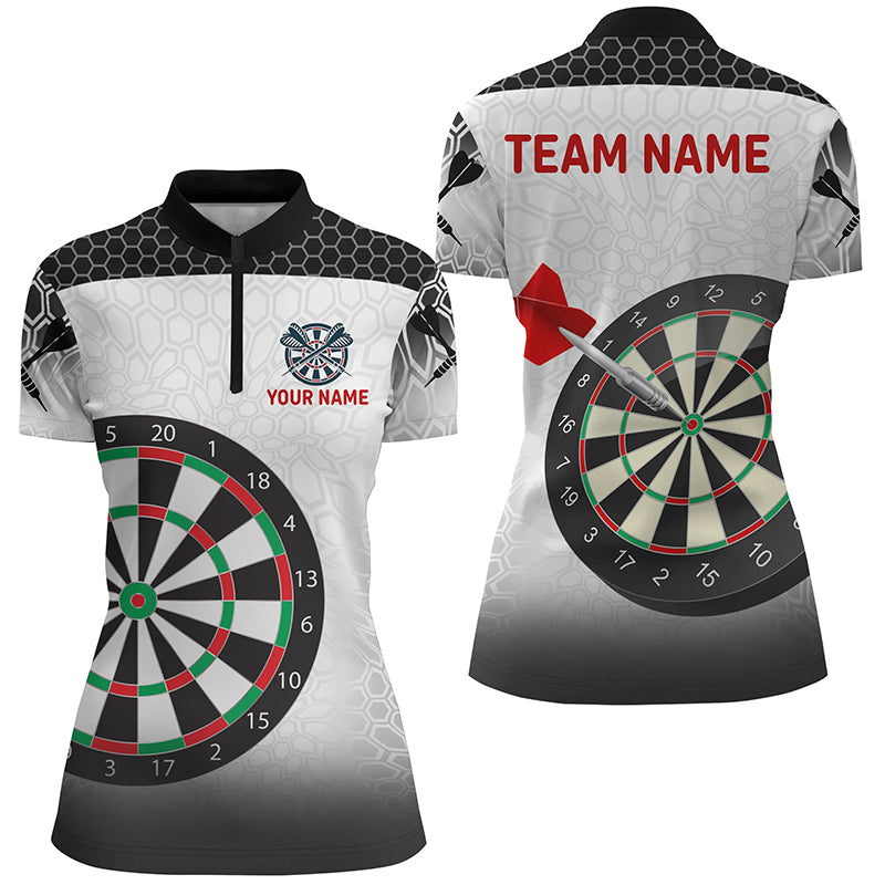 Personalized Dartboard Dart Quarter-Zip Shirts For Women, Dart Shirts Custom Womens Dart Team Jerseys VHM1092