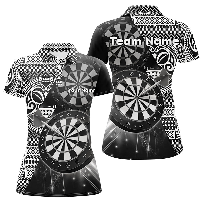 Personalized Tribal White Black Dart Polo Shirts For Women Dart Jerseys Custom Dart Team Shirts VHM1146