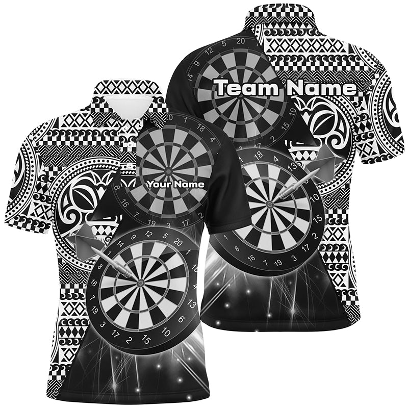 Personalized Tribal White Black Dart Polo Shirts For Men Dart Jerseys Custom Dart Team Shirts VHM1146