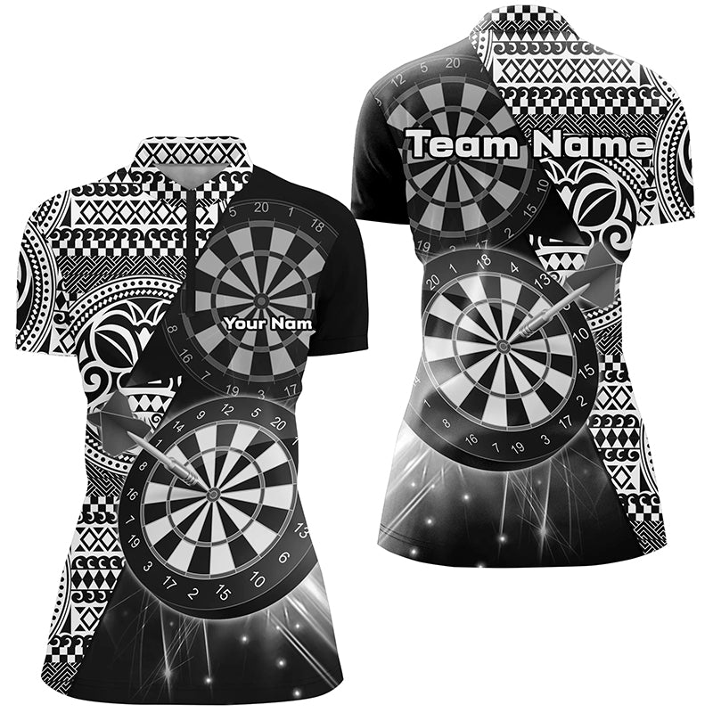 Personalized Tribal White Black Dart Quarter-Zip Shirts For Women Dart Jerseys Custom Dart Team Shirt VHM1146