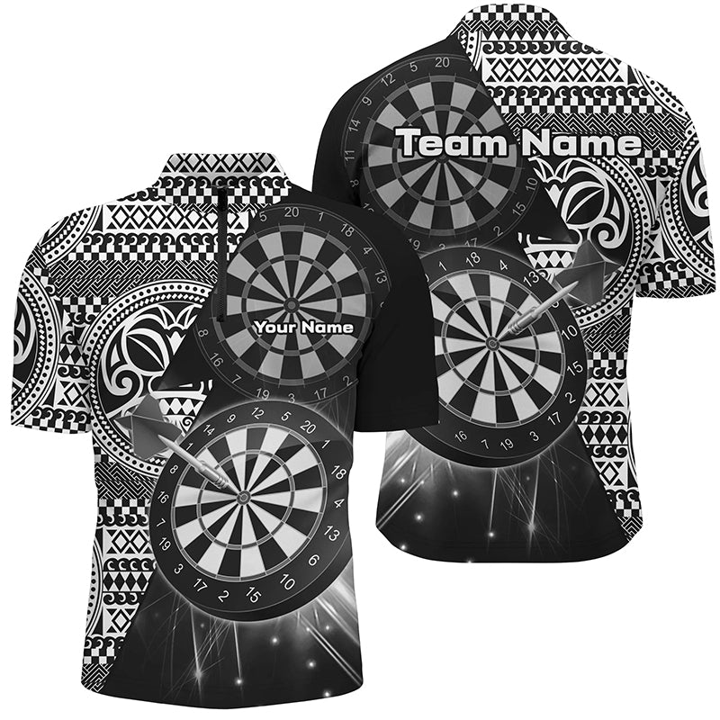 Personalized Tribal White Black Dart Quarter-Zip Shirts For Men Dart Jerseys Custom Dart Team Shirt VHM1146