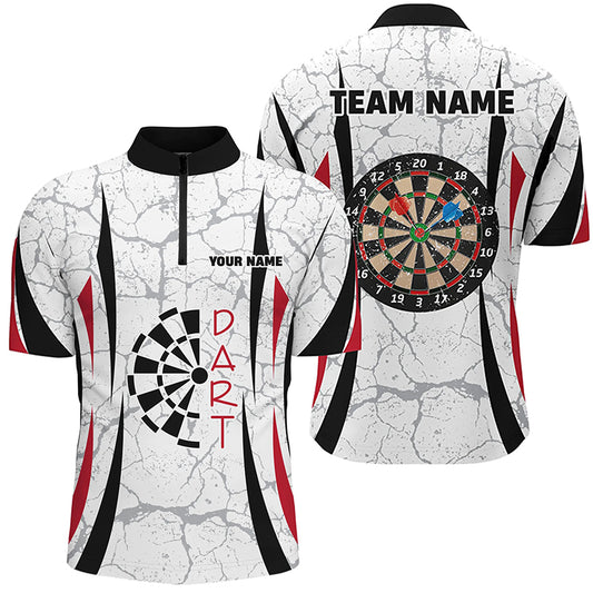 Personalized White Dart Quarter-Zip Shirts For Men Custom Dart Jerseys Mens Dart Team Shirts VHM1148