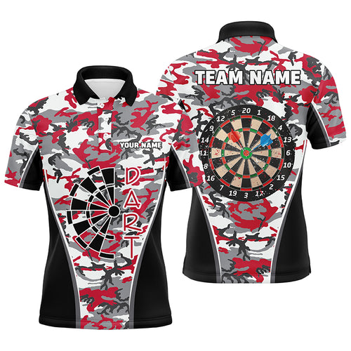 Personalized Red Camo Dart Polo Shirts For Men Custom Dart Jerseys Mens Dart Team Shirts VHM1149