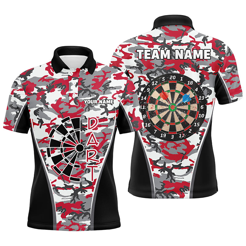 Personalized Red Camo Dart Polo Shirts For Men Custom Dart Jerseys Mens Dart Team Shirts VHM1149