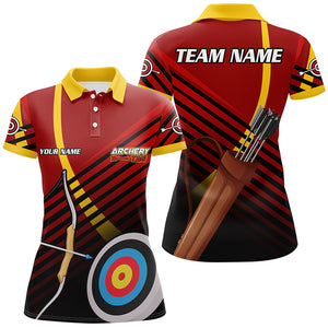 Personalized 3D Target Archery Polo Shirts For Women, Custom Arrows Recurve Bow Archery Shirts VHM0639