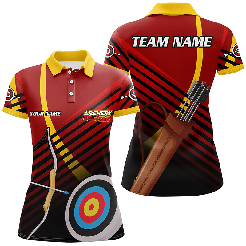 Personalized 3D Target Archery Polo Shirts For Women, Custom Arrows Recurve Bow Archery Shirts VHM0639