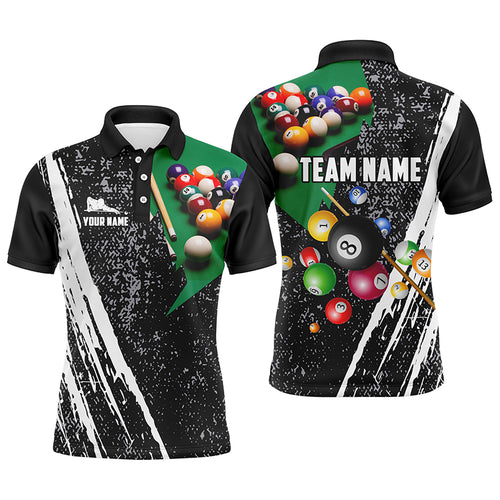 Personalized Billiard Balls Paint Black Polo Shirts For Men, Custom Billiard Player Jerseys VHM0048