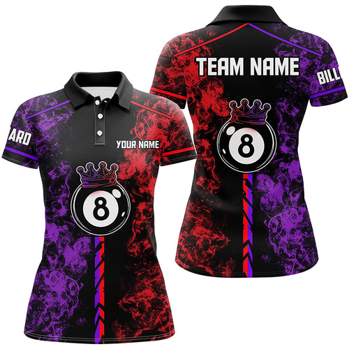 Personalized Color Smoke 8 Ball Billiards Shirts For Women Custom 8 Ball Pool Team Shirts VHM1180