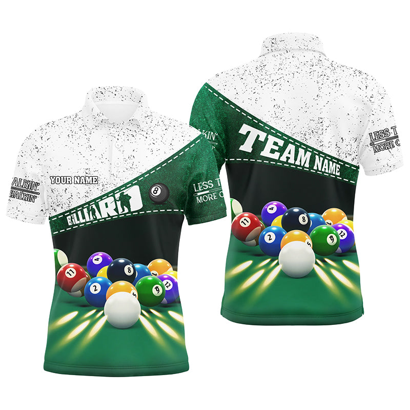 Personalized Billiard Balls 3D Polo Shirts For Men, Custom Less Talk More Chalk Billiard Jerseys VHM0198