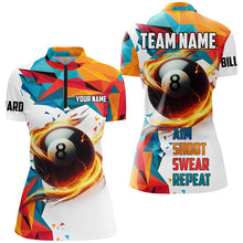 Load image into Gallery viewer, Personalized Aim Shoot Swear Repeat Billiard Shirts For Women Custom Colorful 8 Ball Pool Shirts VHM1183
