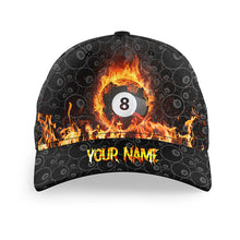 Load image into Gallery viewer, Personalized Flame 8 Ball Pool Billiards Hat For Pool Players, Billiard Hats Gifts For Pool Players VHM0802
