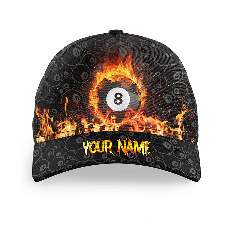 Personalized Flame 8 Ball Pool Billiards Hat For Pool Players, Billiard Hats Gifts For Pool Players VHM0802