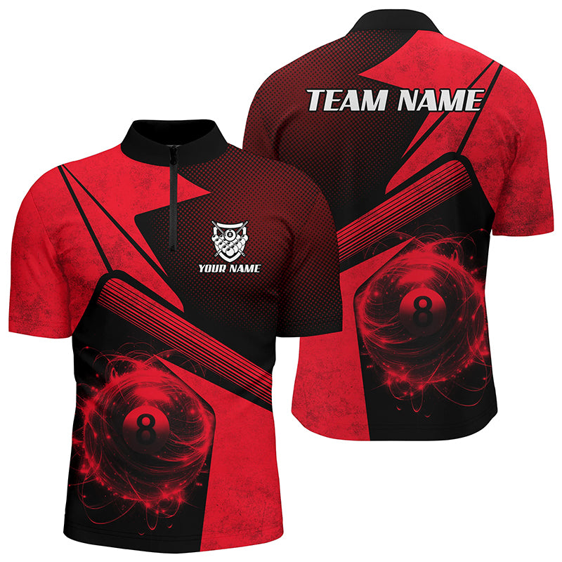 ウェア Brahim Personalized Sport Red 8 Ball Billiard 3D Quarter-Zip Shirts